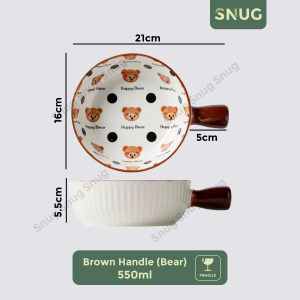 Snug Ceramic Material Cute Bowl With Single Handle Design Instant Noodle Bowl INS Style Cute Design