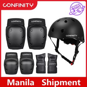 CONFINITY Adults and Teens (2 Wrist Guards+2 Elbow Pads+2 Knee Pads) Professional Thicken Shell Impact Resistance Outdoor Sports All-around Protection For Skating Rollerblading Skateboarding Kick Scooter & Cycling