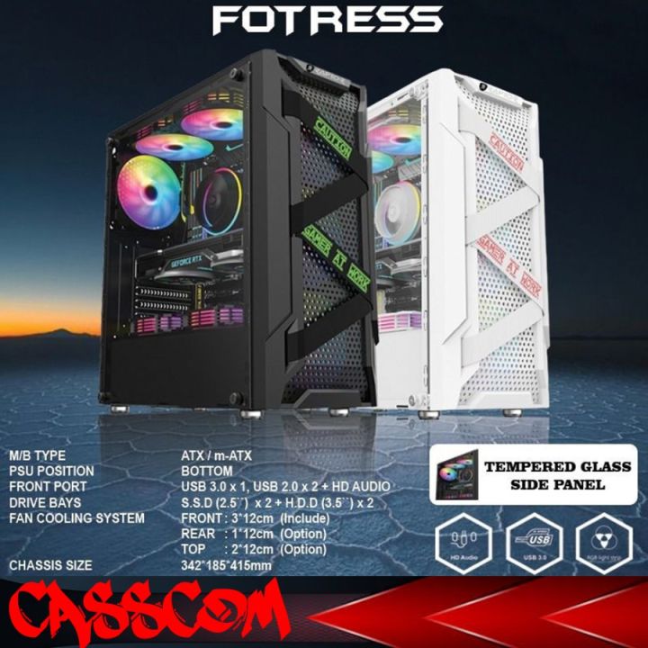 Casing Raptor Phantom Casing Gaming Raptor Fotress - Temered Glass Include 3 Fan Case ...