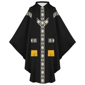 Halloween Priest Celebrant Chasuble Catholic Church Father Mass Vestments Robe with Tassel Monk Church Costume for Men Women