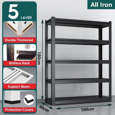 LULU Household Shelf Multi Layer Storage Rack Living Room Balcony Warehouse Storage Rack Supermarket Express Angle Steel Storage Rack Heavy Duty Iron Frame For Home Garage Supermarket Warehouse Use