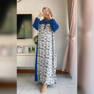 HA STORE Safira Dress A-Line / Kombinasi Rayon Premium Dan Crinkle Airflow
