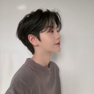 Mens wig short straight hair Korean version handsome mid split hair short hair mens natural fluffy synthetic headband