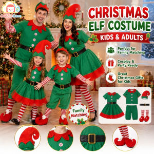 CuddleCove Christmas Elf Costume Set Green Family Matching Cosplay Party Outfit Christmas Gifts for Kids Adult