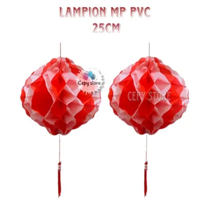 Lampion Merah Putih PVC / Hiasan 17 Agustus Honeycomb 25cm