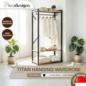 Flexidesignx TITAN Clothes Wardrobe with Shelves Heavy Duty & Strong Frame No Door