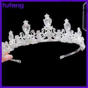 fufeng 2023 New Women Girls Color Crown Headwear Korean Tiara Fashion Birthday Dress Rhinestone Crown Hair Accessories