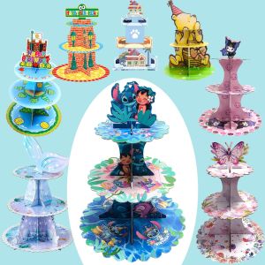 ชั้นวางเค้กปาร์ตี้ธีมไดโนเสาร์ข้ามพรมแดนตะเข็บวินนี่เดอะพูห์อุปกรณ์งานเลี้ยงวันเกิดของเด็กชั้นวางเค้กตกแต่ง