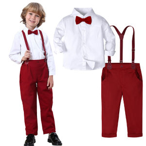 Baby Boy Outfit Toddler Fashion Gentleman Suit for Kids Formal Attire Child Birthday Photoshoot Clothes 1-7 Years Children Graduation Ceremony Blue Set