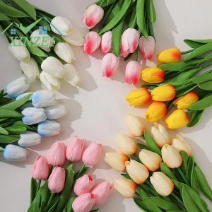 ❤💖💓 ดอกไม้ประดิษฐ์ดอกทิวลิปสัมผัสจริงดอกทิวลิปช่อดอกไม้ปลอมสำหรับตกแต่งบ้านงานแต่งงาน1ชิ้น