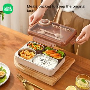 กล่องข้าว Line Friends ของแท้ 100% พกพาสะดวก วัสดุสแตนเลส 304 ทนทานต่ออุณหภูมิสูง ป้องกันสนิม (ความร้อนฉีดน้ำ) LFB142