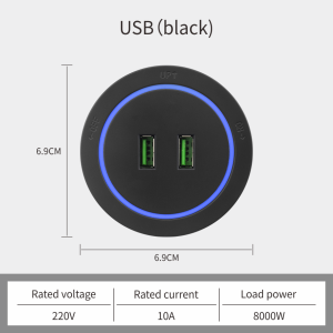 VLS Power Track Outlet Universal Power Adapter Socket Outlet 8000W Movable Power Track Socket Modern Electric Wall Outlet for Living Room Office Kitchen