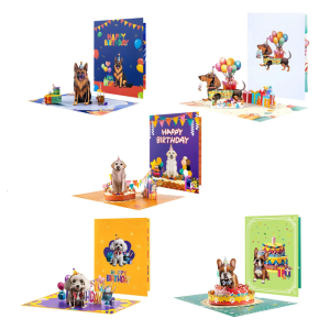 Green 3D Standing Birthday Animal Dog Theme Dense Size For Easy Mailing Storage