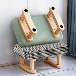 CANICE สง่างามเรียบหรู เก้าอี้วางเท้า ทำจากไม้ ของตกแต่งบ้าน เก้าอี้ไม้ขนาดเล็ก สร้างสรรค์และสร้างสรรค์ สี่เหลี่ยมมุมฉาก เก้าอี้พักเท้า ห้องน้ำในห้องนั่งเล่น