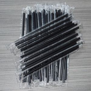 100Pcs Packed Disposable Straws for Milk Tea 100pcs/ Pack in Black Transparent Colors Drinks