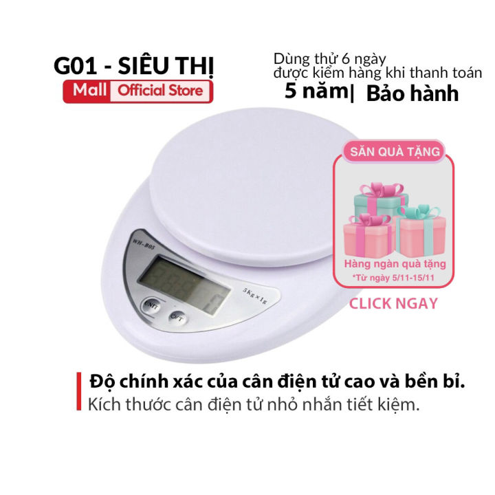 Cân tiểu ly mini cao cấp định lượng 1g 5kg nhà bếp làm bánh độ chính ...