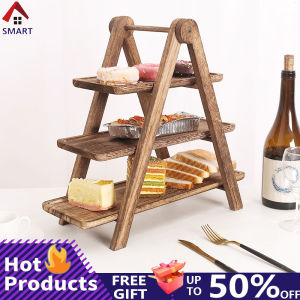 Nordic 3 Tier Solid Wood Trapezoidal Fruit Cake And Potted Plant Storage Rack Solid Wood Storage And Organization Rack Wooden Tray Display Rack