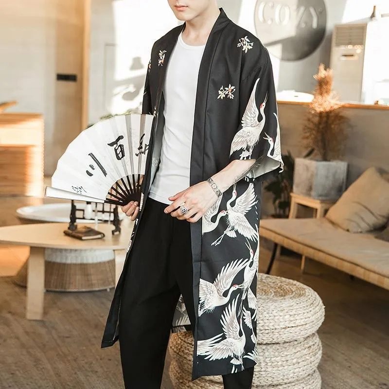 Yukata Haori Men Japanese Kimono Cardigan Men Samurai Costume