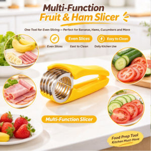 Stainless Steel Banana Slicer Manual Ham Slicer Kitchen Cutter Fruit Vegetable Slicer Sharp Blade Easy To Clean Household Kitchen Tool
