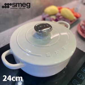🔥ReadyStock - Original SMEG 26cm/24cm un-coated non stick frying pan cast iron enamel pan square double ear steak frying pan