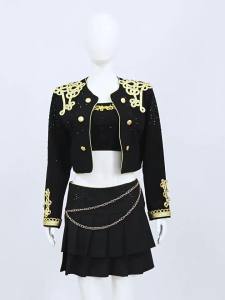 aespa Female group Ning Yizhuo kpop Jazz dance costume black and gold performance outfit cosplay Stage performance costume