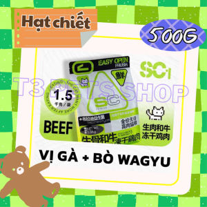 thức ăn hạt SC và S kèm topping và men vi sinh  (túi 500gr  và 15kg) dành cho mèo - T3 PETS SHOP