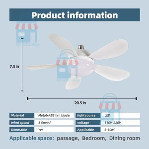 E27 Ceiling Fans Light with Remote Control Adjustable Wind Speed LED Fan Lamp Hang Ceiling Lighting for Living Room
