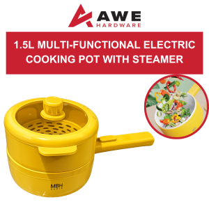 AWE 1.5L Multifunction Electric Cooker 700W Non Stick Hot Pot Fast Heating Mini Cooking Pot