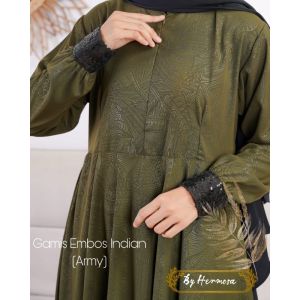 Hermosa - Gamis Embos Motif Indian Hijau Army Wolfis Premium Umbrella 4m | Gamis Hermosa