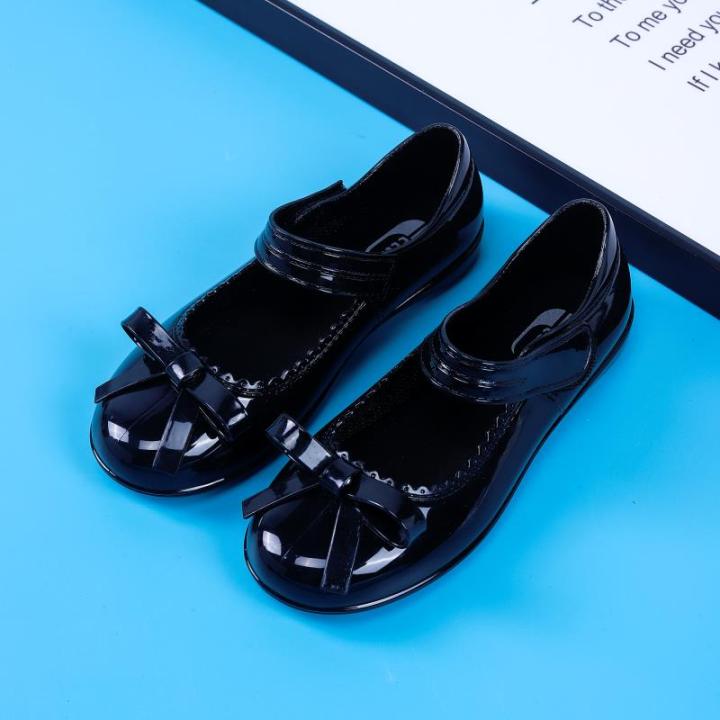 black shoes school shoes for Kids girl Rubber Slip-On Shoes For