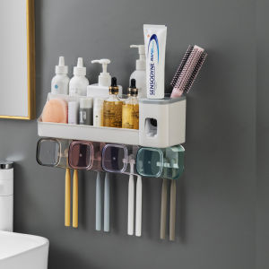 Rak Sikat Gigi Tooth Brush Organizer Tempat Penyimpanan Sikat Gigi Odol Dispenser Pasta Gigi Gantung DIVANKA APHOME