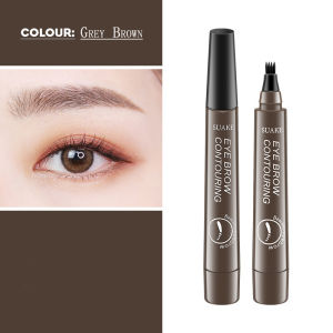 Eyebrow Fork Tip Liquid Pencil Waterproof Eyebrow Pencil 4 Head Fork Tip Long Lasting Makeup Natural Liquid Eyebrow Pen Eyebrow Cosmetics Not Easy To Soiled Eye Makeup Professional Tool Beauty Cosmetic (Dark Brown)