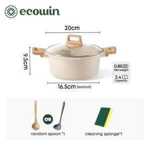 ecowin 20/24/28cm Granite Non Stick Soup Pot Casserole Pot Induction Pot Suitable for All Stoves (NO PFAS PTFEPFOA)