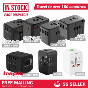 Universal Travel Adapter GaN Wall Plug with USB PD ports Fast Charging