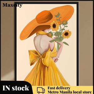 Wall Art Canvas Sunflower Girl DIY Cross Stitch Set Full Embroidery Home Decor Bright Yellow Colors Perfect for Living Room Wall Decoration