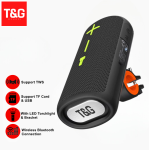 T&G TG-493 TWS Super Bass V5.4 Speaker with Flashlight Built-in Type-C Cable For Travel & Cycling