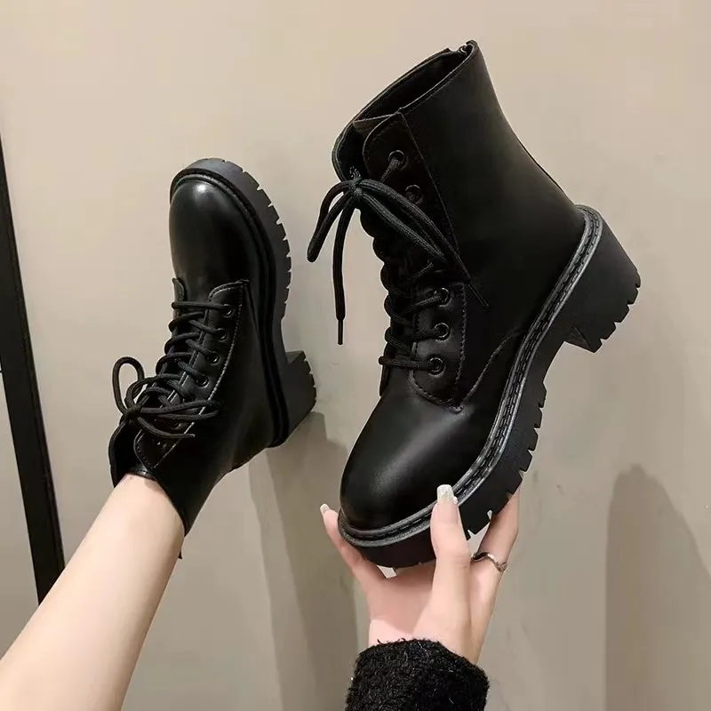 Dark Gothic Cutout Martin Boots Womens Tall Thick Sole Heavy Metal