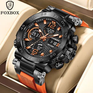 LIGE Sub Merek FOXBOX Jam Tangan Pria Olahraga Bercahaya Layar LCD Jam Tangan Kuarsa Militer Tahan Air untuk Pria + Kotak