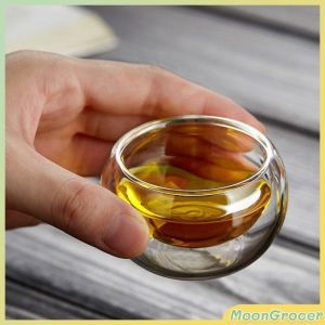 M.Grocer. 50ml Tea Cup Transparent Double Layer Small Tea Cup Thickened Glass Small Tea Cup