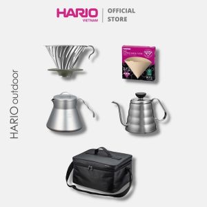 Bộ pha cà phê du lịch HARIO V60 outdoor coffee basic set O-VOCB (gồm túi đựng gọn nhẹ phù hợp đi camping dã ngoại)