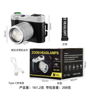 YMJR WH818 Lampu Depan LED Zoom Tahan Air Super Terang 1000W untuk Luar Ruangan 3 Mode Cahaya Isi Ulang USB Sensor Gerak