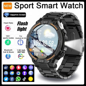 2025 New Xiaomi Military Sports Smartwatch Men Flashlight Health Monitoring Waterproof Heart Rate BT Call Smart Watch For Android IOS