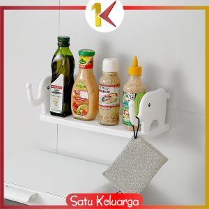 SK-C864 Rak Dinding Tempel Kamar Mandi Motif Gajah Tanpa Paku Serbaguna / Rak Dapur dengan Gantungan / Rak Gantung Multifungsi Storage Rack Import