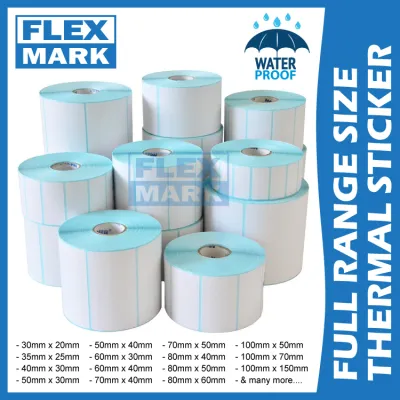 FLEXMARK Thermal Sticker AWB Shipping Label Barcode Paper Printer Roll A6 150 x 100 80 70 60 50 40 35 30 25 20
