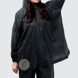 RMH Jas Hujan Dewasa Setelan Ukuran Medium PVC Waterproof Tahan Air Nyaman Ringan Midi Gajah