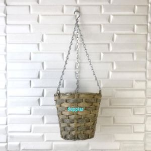 Pot Gantung Rantai Anyaman Pelepah Sintetis Hiasan Dekorasi Rumah