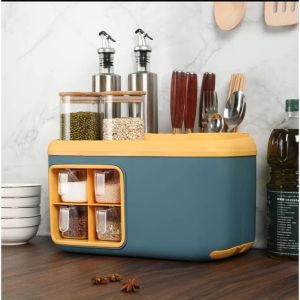Kitchen Multifunctional Storage Rack Knife Rack Seasoning Box