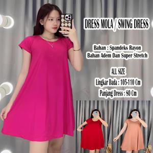 PAKET BUNDLING 2 PCS Dress Mola 975 | Swing Dress | Dress Bobydoll Spandek Rayon | Daster Wanita Kekinian Terbaru Midi