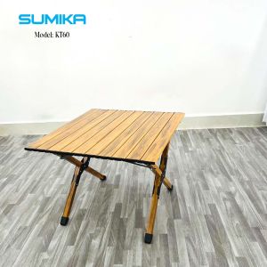 Bàn gấp gọn picnic dã ngoại nhôm giả vân gỗ SUMIKA KT60 siêu tiện lợi chiều dài 60cm
