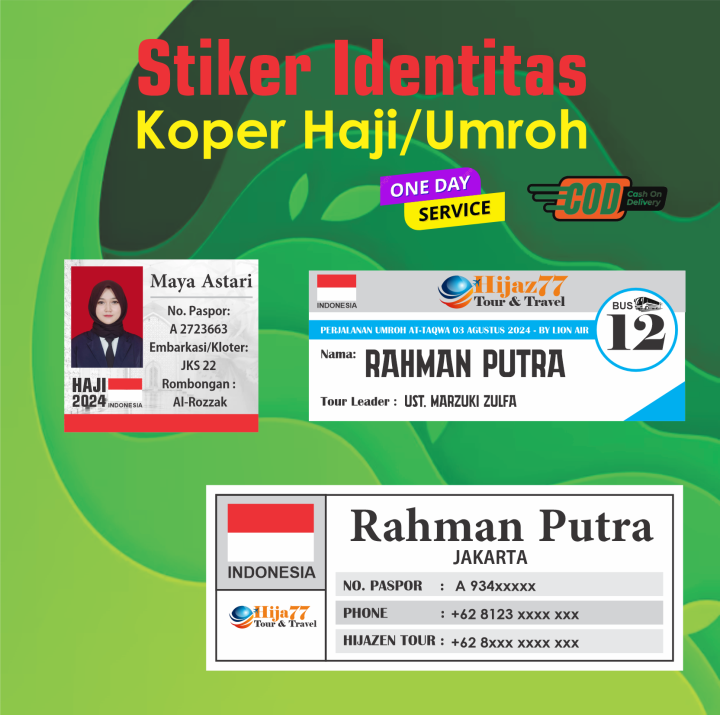 Bandung Stiker - Sticker Identitas Koper Haji Umroh Bisa Pakai Foto ...